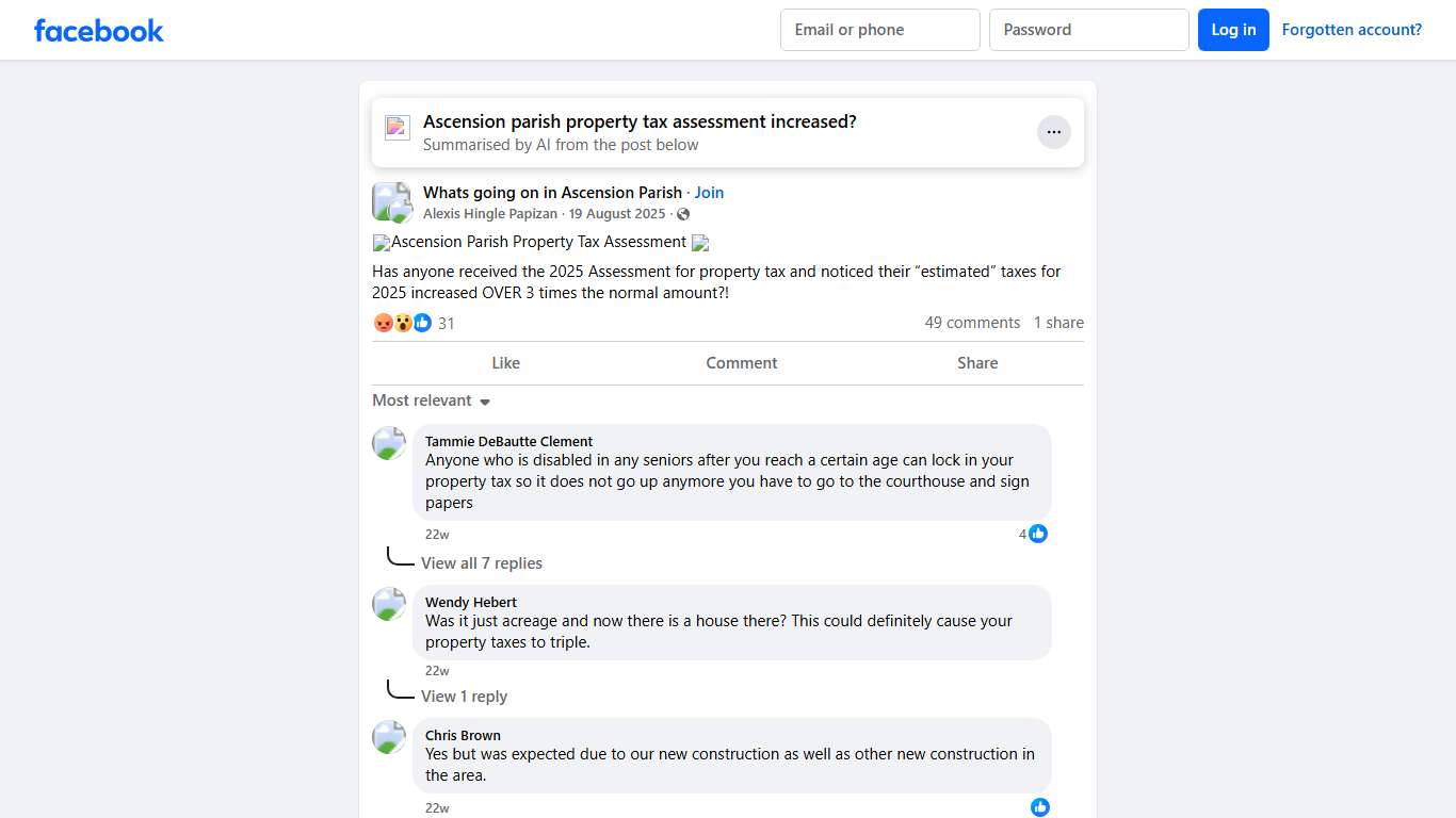 Whats going on in Ascension Parish 📊Ascension Parish Property Tax Assessment 📈 Facebook